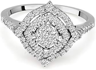 FRIENDLY DIAMONDS 3/8 Carat |10K White Gold| IGI Certified Lab Grown Cluster Diamond Engagement Ring | Brilliant-Cut Round Shape Diamond | GH-SI1 Quality