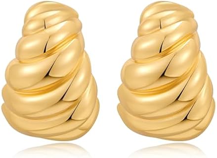 Thick Hoop Earrings Chunky Croissant Earrings Trendy Earrings for Women Girls Gifts