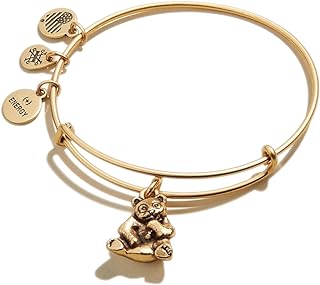 Slide Clasp Rose Gold Panda Charm Expandable Bangle for Women, Perfect Gift Symbolizing Balance and Serenity