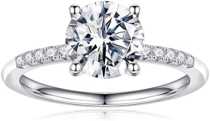 1.5CT Moissanite Engagement Rings for Women - D Color VVS1 Clarity S925 Sterling Silver Jewelry Brilliant Round Cut Solitaire Lab Created Diamond Ring Christmas Gift