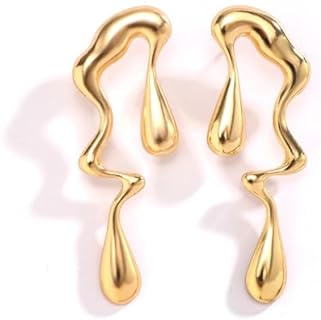 Irregular Waterdrop Earrings for Women Liquid Metal Earrings Drip Earrings Hypoallergenic Statement Earrings Gifts for Women Girl