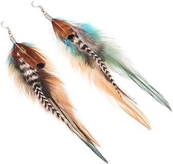 lureme Bohemian Multicolor Pheasant Feathers Dangle Earrings Handmade Natural Feather Earrings (er006314)