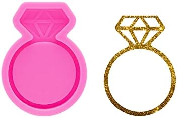 Angel Wings Pink Silicone Resin Wedding Ring Mold with Diamond Gem Design for DIY Crafting and Cake Decoration