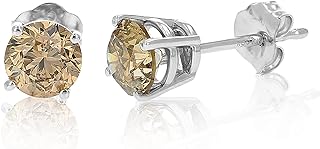 Vir Jewels 1 cttw Champagne Diamond Stud Earrings 14K White Gold