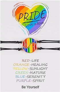Stylish Bisexual Bracelet Beads with Rainbow Yin Yang Design, Magnetic Love Bracelets for Men and Women - Pride Jewelry Collection
