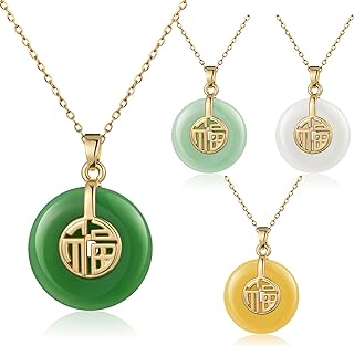 4 Pcs Jade Pendant Necklace Jade Good Luck Necklace Chinese Fu Pendant Necklace Fortune Pendant Necklace for Women Gift