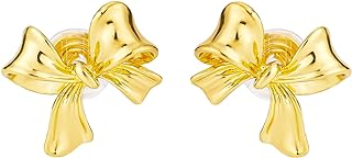 French Gold Bow Clip-On Earrings for All Jewelry Lovers - Versatile Ribbon Knot Design,  Non-Piercing Comfort-Fit, Chic Women's Accessory Great as Memorable Gift