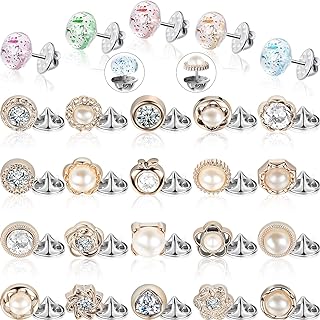 Hicarer 30 Pieces Cover up Buttons Pins Brooch for Women Safety Modesty Pins Cleavage Cover up Anti Exposure Fixed Brooches Pin for Shirt Clothes Dress Coat Sweater Decorations
