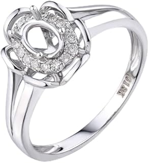 Diamond Rings For Women, 14k White Gold Wedding Bands For Women - Oval 4x6mm Semi Mount Ring, Natural Diamond Engagement Rings & White Gold Wedding Bands For Women Promotion
