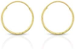 14k Solid Gold Endless Diamond-Cut Hoop Earrings Sizes 10mm - 20mm and 3-Pair Sets, 14k Gold Thin Hoop Earrings, Cartilage Earrings, Helix Earring, Nose Hoop, Tragus Earring, 100% Real 14k Gold