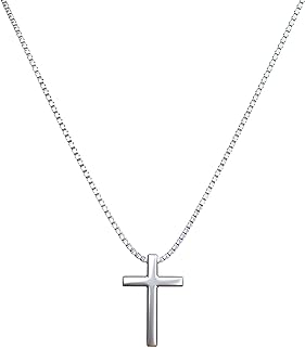 925 Sterling Silver 0.8MM Box Chain Cross pendant Adjustable Necklace for women-White Gold Necklace-Dainty&Thin&Strong&Add charm