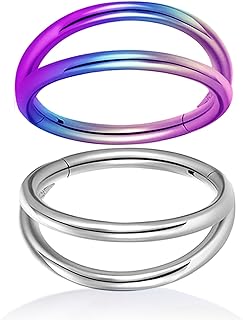 Double Hoop Nose Ring 16G Nose Hoop Nose Rings Hoops Surgical Steel Nose Rings for Women Men