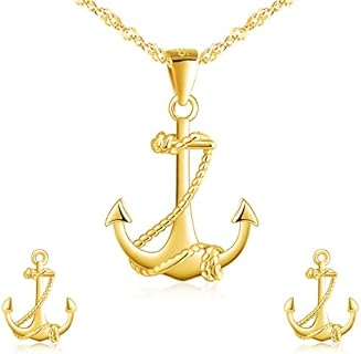 Yumilok Jewelry Sets for Women-Nautical Anchor Sterling Silver Necklace Earrings Dainty Locket Pendant Necklace Stud Earrings for Teen Girls Friends Mom Birthday Bridesmaids Wedding Mothers Day Gifts