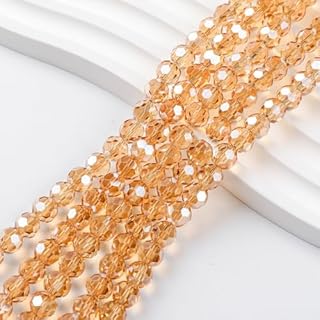 Novborcz 450pcs Amber Round Crystal Glass Beads, 6mm Faceted Rondelle Beads for DIY Jewelry Crafting, Suitable for Bracelets, Necklaces, Pendants in Glass Material