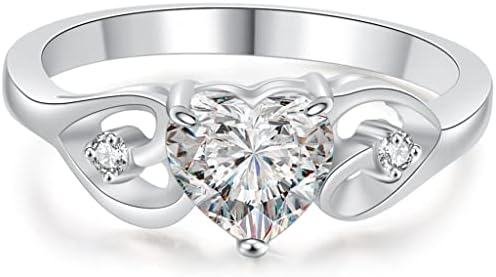 Jude Jewelers Stainless Steel Heart Shaped Stone Solitaire Style Wedding Engagement Proposal Ring