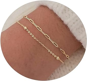 Gold Bracelets for Women Dainty 14k Gold Plated Cross Bracelet Beaded Bracelets Box Chain Bracelets Herringbone Gold Chain Bracelet Trendy Handmade Jewelry Gift
