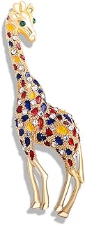 Rhinestone Colorful Giraffe Brooch Pin for Women Girls Unisex Gold Plated Fashion Crystal Big Animal Brooches Lapel Pins Cute Dress Accessories Birthday Easter Jewelry Gift Souvenir for Pet Lover