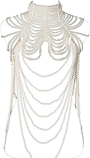 Pearl Body Chain, Fashion Shoulder Necklaces Bra, Adjustable Size Pearl Shoulder Chains, Chain Body Jewelry