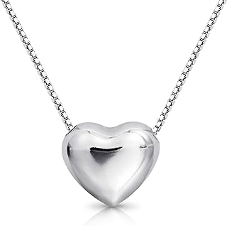 S925 Sterling Silver Heart Necklace Cute Heart Charm Necklaces for Women Dainty Silver Heart Pendant Necklace for Teen Girls