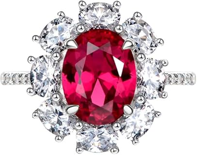 S925 2.0ct Ruby Pigeon Blood Ring Oval Cut Engagement Ring Diamond Bands Wedding Ring Sterling Silver Cubic Zirconia Fine Jewelry For Women