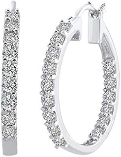 1 Carat (ctw) Diamond Inside-out Hoop Earrings in 10K Gold or 950 Platinum