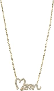 Kate Spade New York 'Love You, Mom' Pendant Necklace with Durable Cable Chain and Lobster Clasp, Adorned with Cubic Zirconia, Ideal Gift for Mothers - Brass Material