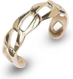 JewelryWeb - Solid 10k Yellow Gold 4mm Flat Curb Link Adjustable Toe Ring - Toe Ring for Woman - Non Tarnish Toe Ring - Solid Gold Toe Ring