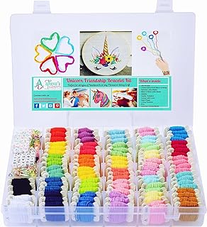Athena's Elements Embroidery Floss Friendship Bracelet String Kit - 276pcs Thread and Accessories - Colors are Labeled with Std Codes - Perfect Thread for Cross Stitch, Hand Embroidery, String Art