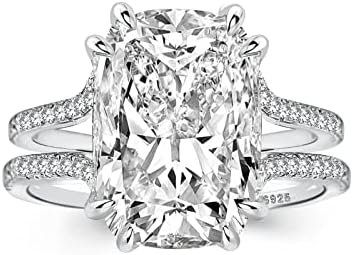 Split Shank Cushion Cut Engagement Ring with Cubic Zirconia for Women, Sterling Silver Promise Ring with Solitaire Design