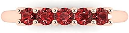 0.4 ct Natural Garnet in 14k Rose Gold Stackable Bridal Engagement Ring for Her - Brilliant Round Cut, Size 6.75