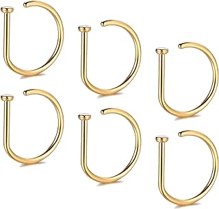 Clicker Clasp Stainless Steel D-Shaped Nose Ring Set for Women & Men – Versatile Body Jewelry for Septum, Conch, Tragus, Lip & More – Edgy Hoop Accessory Design