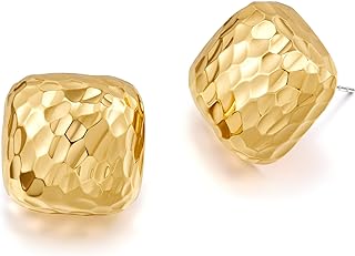 YUJIE Gold Statement Stud Earrings for Women Trendy Vintage Gold Geometric Earrings