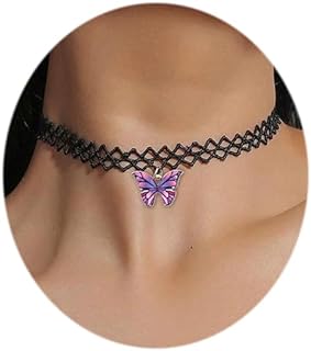 90s MIFYNN Black Lace Butterfly Choker Necklace with Twister Rope and Lobster Clasp for Women - Boho and Vintage Inspired