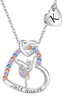 Elegant Women's Copper Dancer Pendant Necklace with Lobster Clasp and Rolo Chain - Heart Letter Ballerina Design - Ideal Gift for Daughter, Sister, Niece, Mom, Wife and Girlfriend