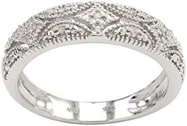 AFFY Sterling Silver Diamond Accent Band Ring (I-J Color, I2-I3 Clarity)