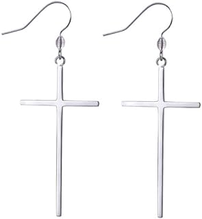 Long Dangle Hypoallergenic Cross Earrings with French Wire for Women and Girls - Stainless Steel Minimalist Design by Jeka