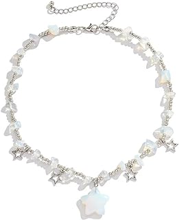 Star Charms Pendant Choker Y2K Healing Crystal Necklace Summer Jewelry with Silver Chains for Teen Girls Women