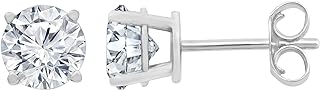 La4ve Diamonds 3.00 Carat Diamond, Prong-set, 14k White Gold Round-cut Solitaire Stud Earrings (J-K, I2) |Real Diamond Stud Earrings For Women | Gift Box Included
