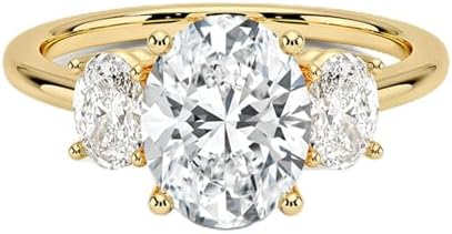 Women's Dazzling 2.6CT 3 Stone Oval Moissanite Engagement Ring in Solid 10K/14K/18K Rose Gold