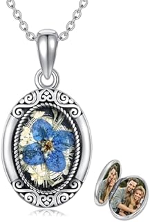Vintage Locket Necklace for Women Sterling Silver Locket Necklace That Holds Pictures Birthday Jewelry Gifts