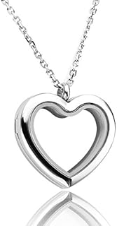 Jovivi Teardrop/Heart Floating Charm Memory Locket Necklace - 316 Surgical Stainless Steel Buckle Closure