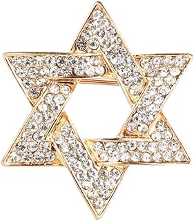 Star of David Brooch Pin Full Crystal Gold/Silver Star Lapel Pin Six Pointed Star Safty Pin Women Men Clothes Decorations