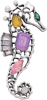 Gyn&Joy Vintage Inspired Created Opal Faux Pearl Ocean Fish Seahorse Brooch Pin