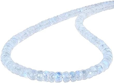 1 Strand Rondelle Faceted Rainbow Moonstone Beads Necklace June Birthstone Necklace 45CM Blue Fire Moonstone Beaded Rainbow Handmade Necklace Christmas Gift