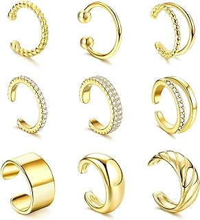 FASACCO Gold Ear Cuffs for Women Non Piercing Earring Cuff Ear Clips Earrings Women's Ear Cuffs & Wraps Chunky Ear Cuff