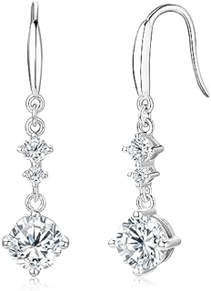 WOAINI Moissanite Dangle Drop Earrings, 925 Sterling Silver Hook Earrings for Women, 2.26ct D Color VVS1 Clarity Moissanite Moissanite Diamond Earrings, Gifts for Women Her Wife Girlfriend Mom Jewelry, GRA Certified