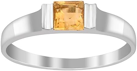 925 Sterling Silver Engagement Ring with Princess Cut Aquamarine for Women, Classic Design, Size 8