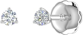 1/10 to 1/3 Carat 3-Prong Set Womens Diamond Martini Stud Earrings with Screw Back in 14K Gold (SI1-SI2 Clarity) Mothers Day Special