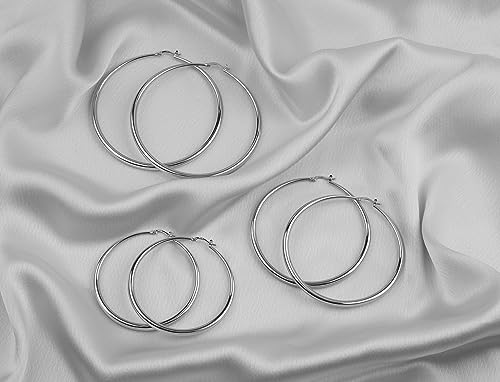14K Gold Hoop Earrings For Women, Silver Hoop Earrings & Rose Gold Earrings with Graduated Curvature