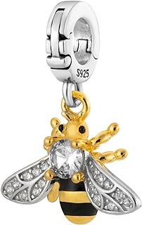 Crystal Honey Bee Open Clasp Clip On Pendant 925 Sterling Silver Charm For Pandora & Other Charm Bracelets/Necklaces
